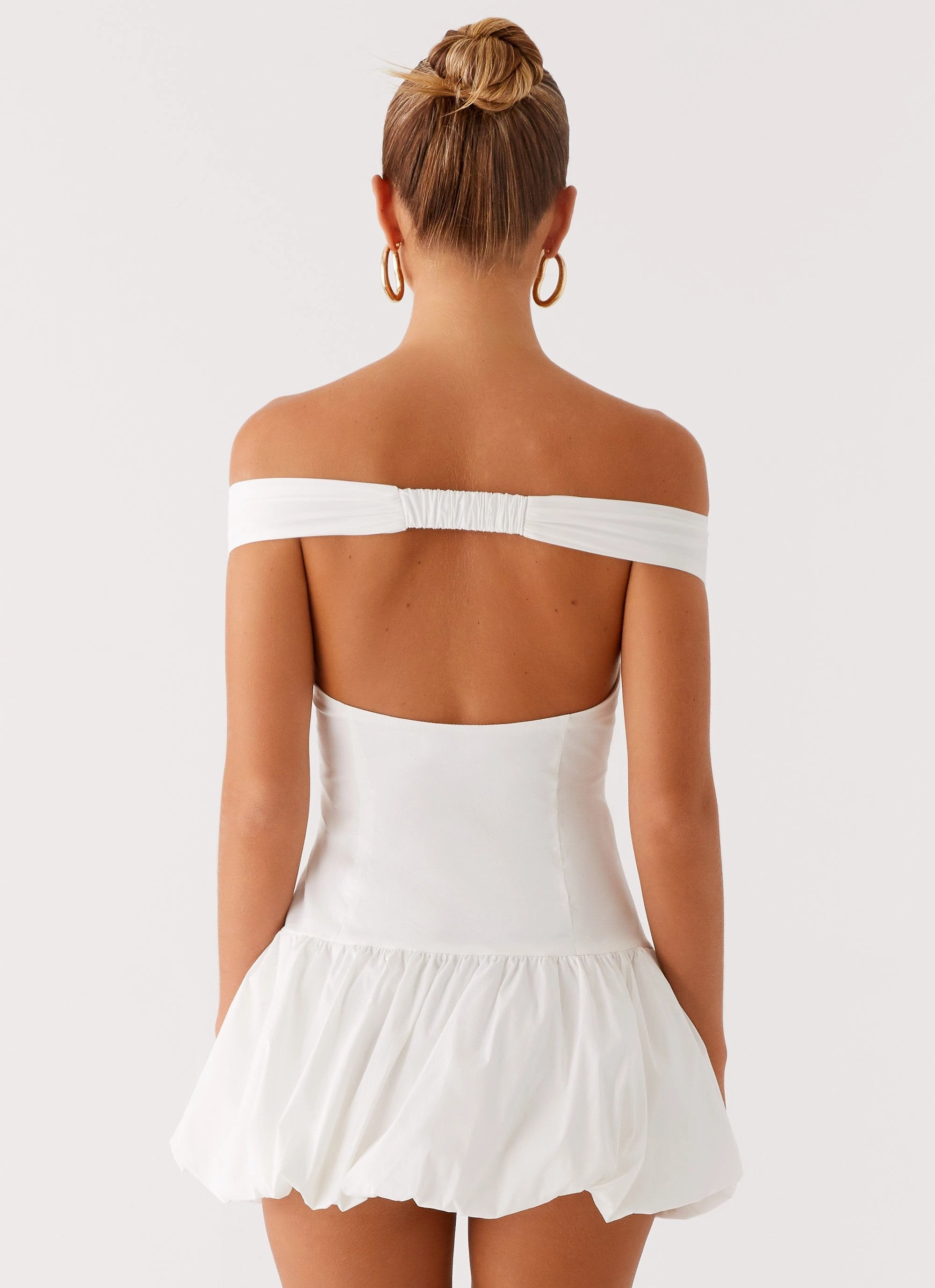 Endless Romance Off Shoulder Mini Dress - White Summer Outfit Texture Flow