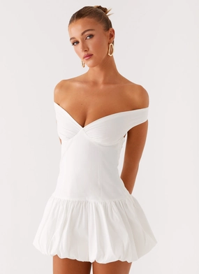 Dreamy Texture Endless Romance Off Shoulder Mini Dress - White