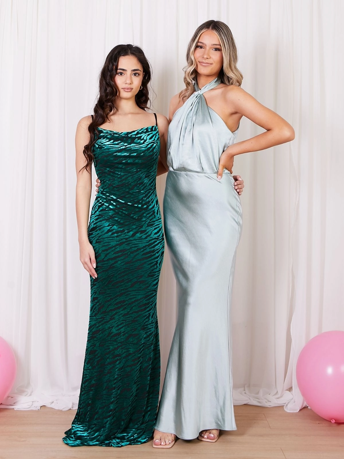 Twist Neck Satin Maxi Dress / Sage Timeless Piece Romantic-Detail
