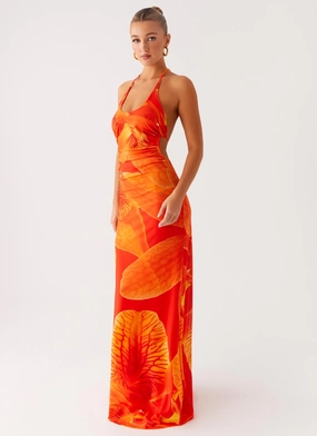 Mood Friendly Palawan Mesh Maxi Dress - Orange Floral