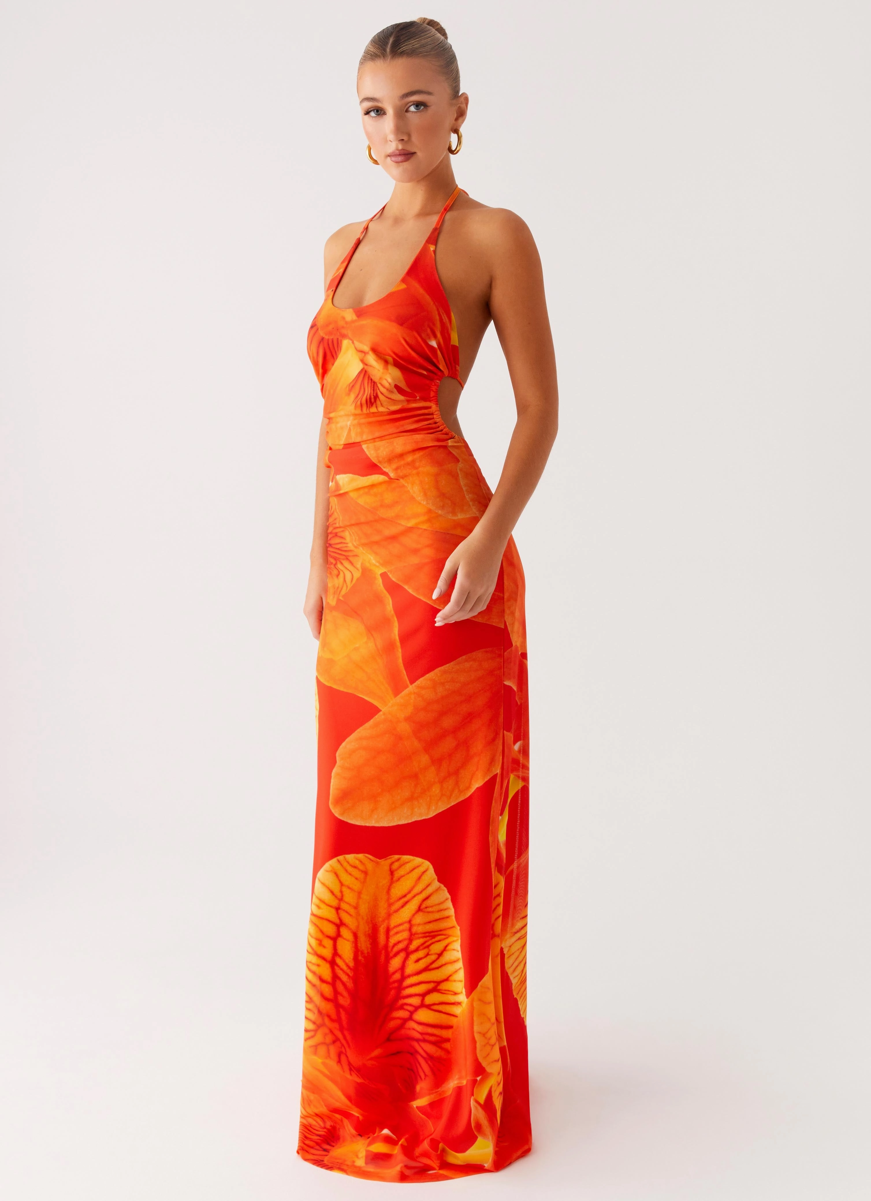 Mood Friendly Palawan Mesh Maxi Dress - Orange Floral