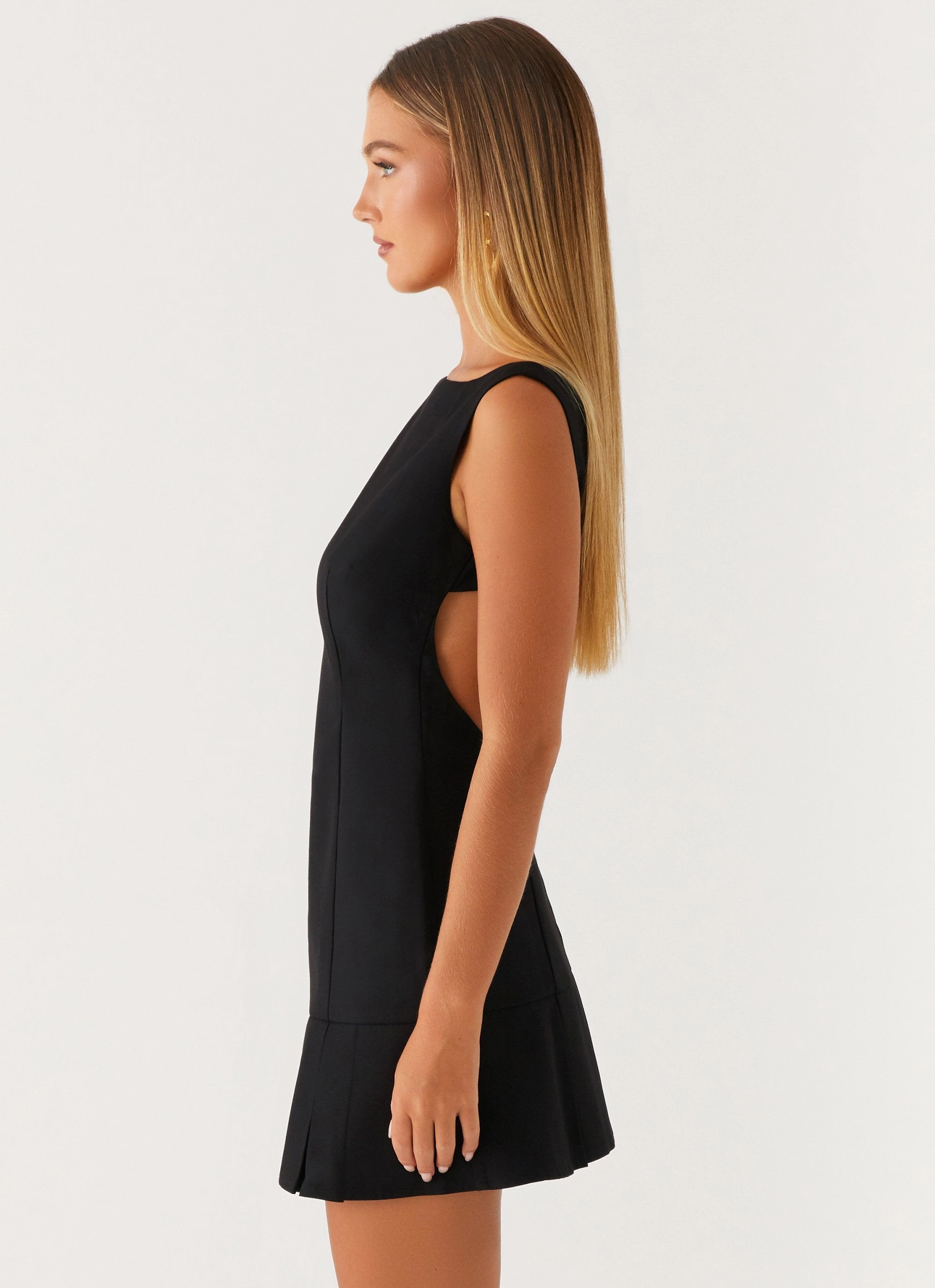 Sleek Volume Zavia Mini Dress - Black