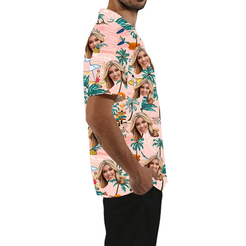 Unisex Customized Face Personalized Shirt Summer Vacation Outfit Party Casual Wear Aloha Shirt Surprise Birthday Gift