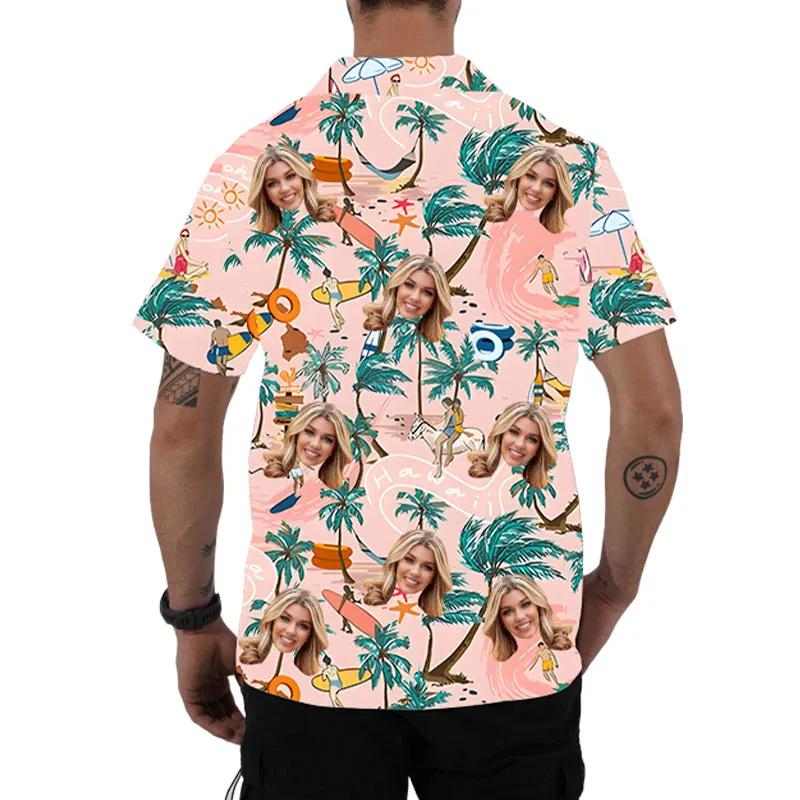 Unisex Customized Face Personalized Shirt Summer Vacation Outfit Party Casual Wear Aloha Shirt Surprise Birthday Gift