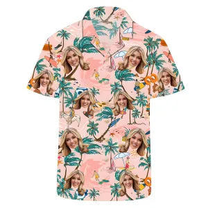 Unisex Customized Face Personalized Shirt Summer Vacation Outfit Party Casual Wear Aloha Shirt Surprise Birthday Gift
