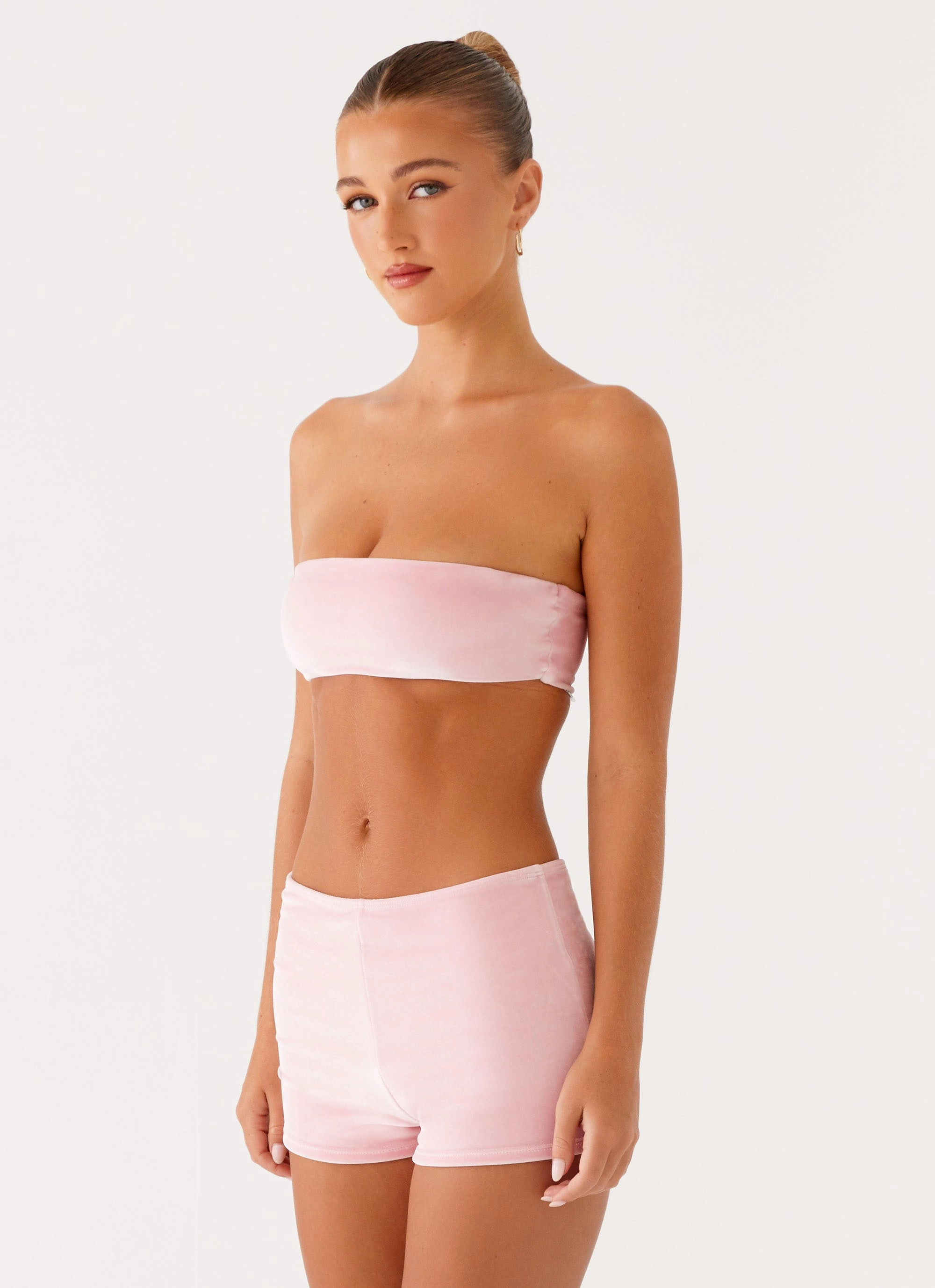Soft-touch Four Way Stretch Material Natalina Bandeau Swim Top - Pink
