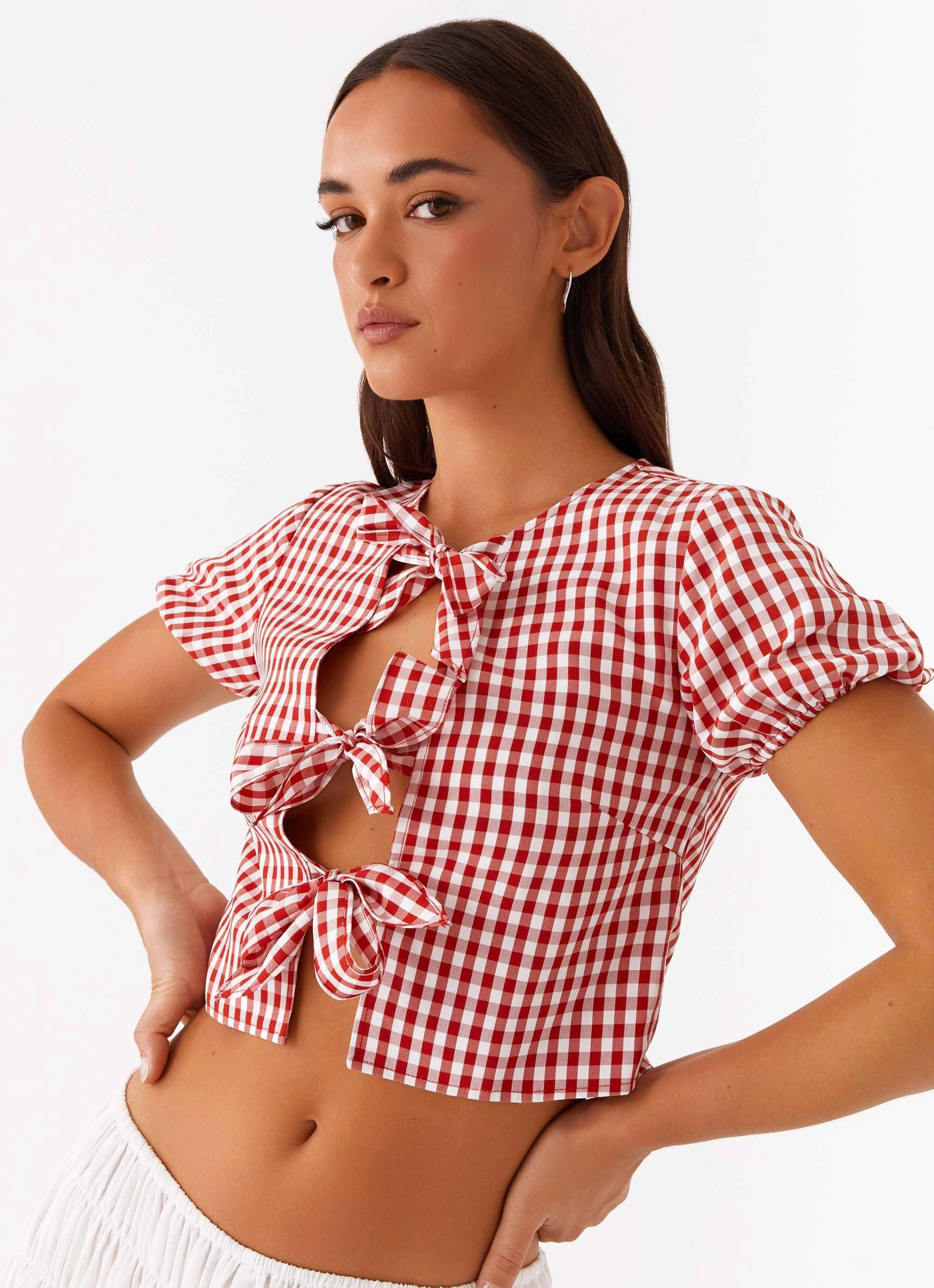 Pandora Blouse - Red Gingham Non Irritating Label MinimalistStyle