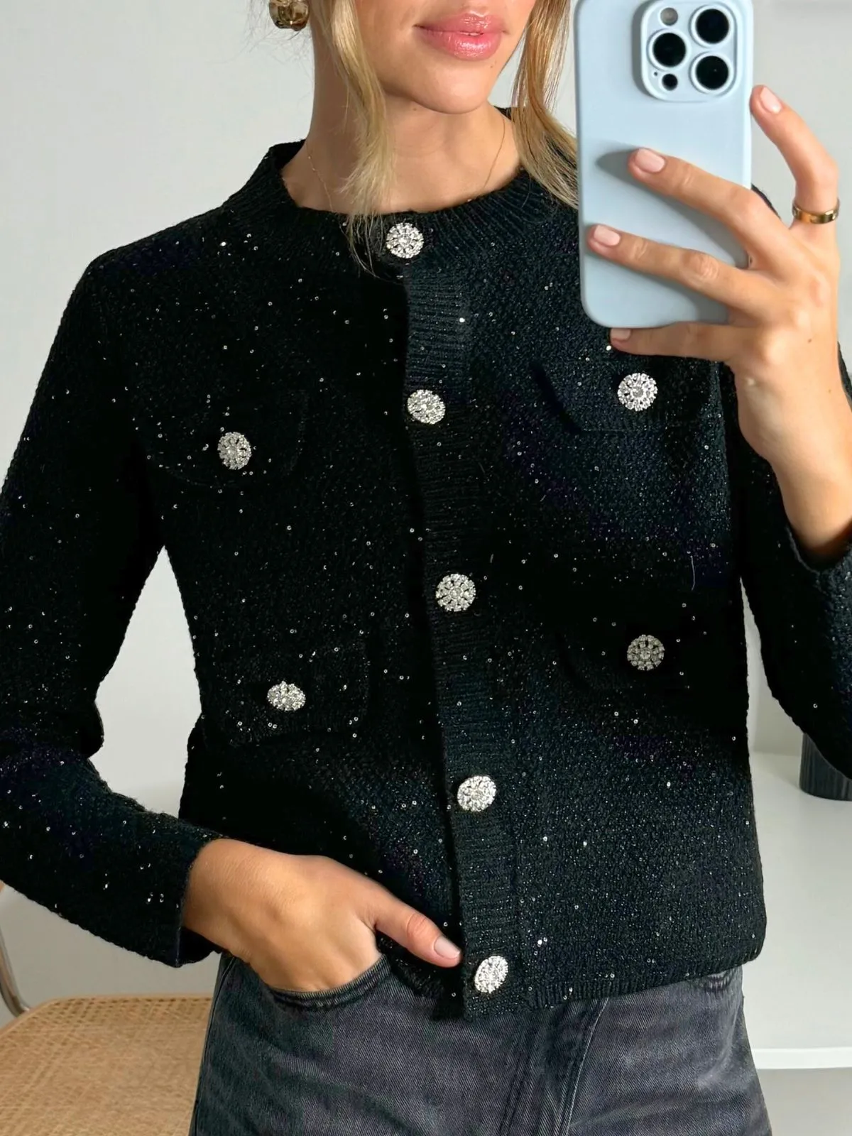 Rosanna Sparkle Cardigan in Black Timeless Pick