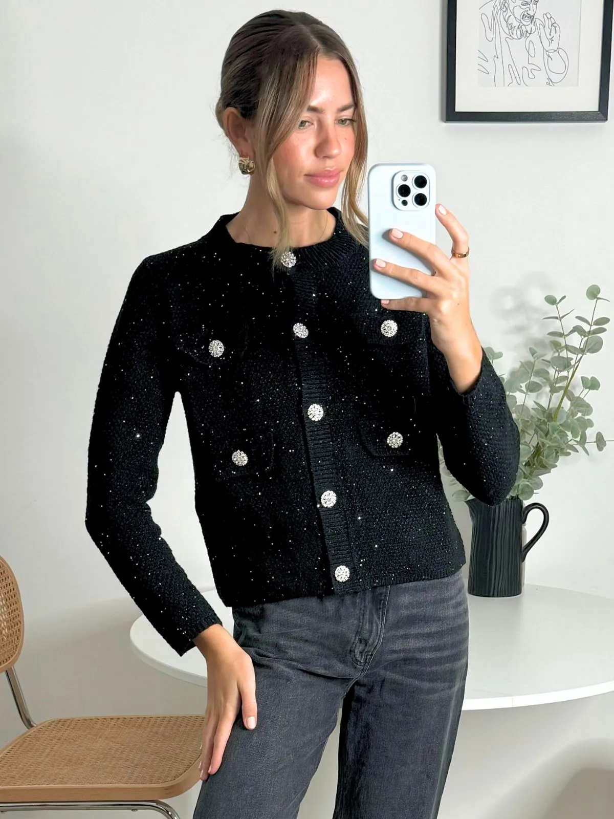 FadeResistant Rosanna Sparkle Cardigan in Black