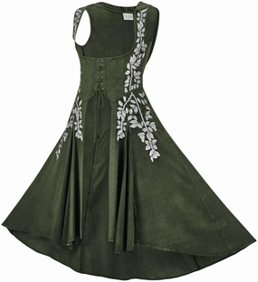 Silky Mood Tauriel Maxi Overdress Limited Edition Moss Green Silver Embroidery