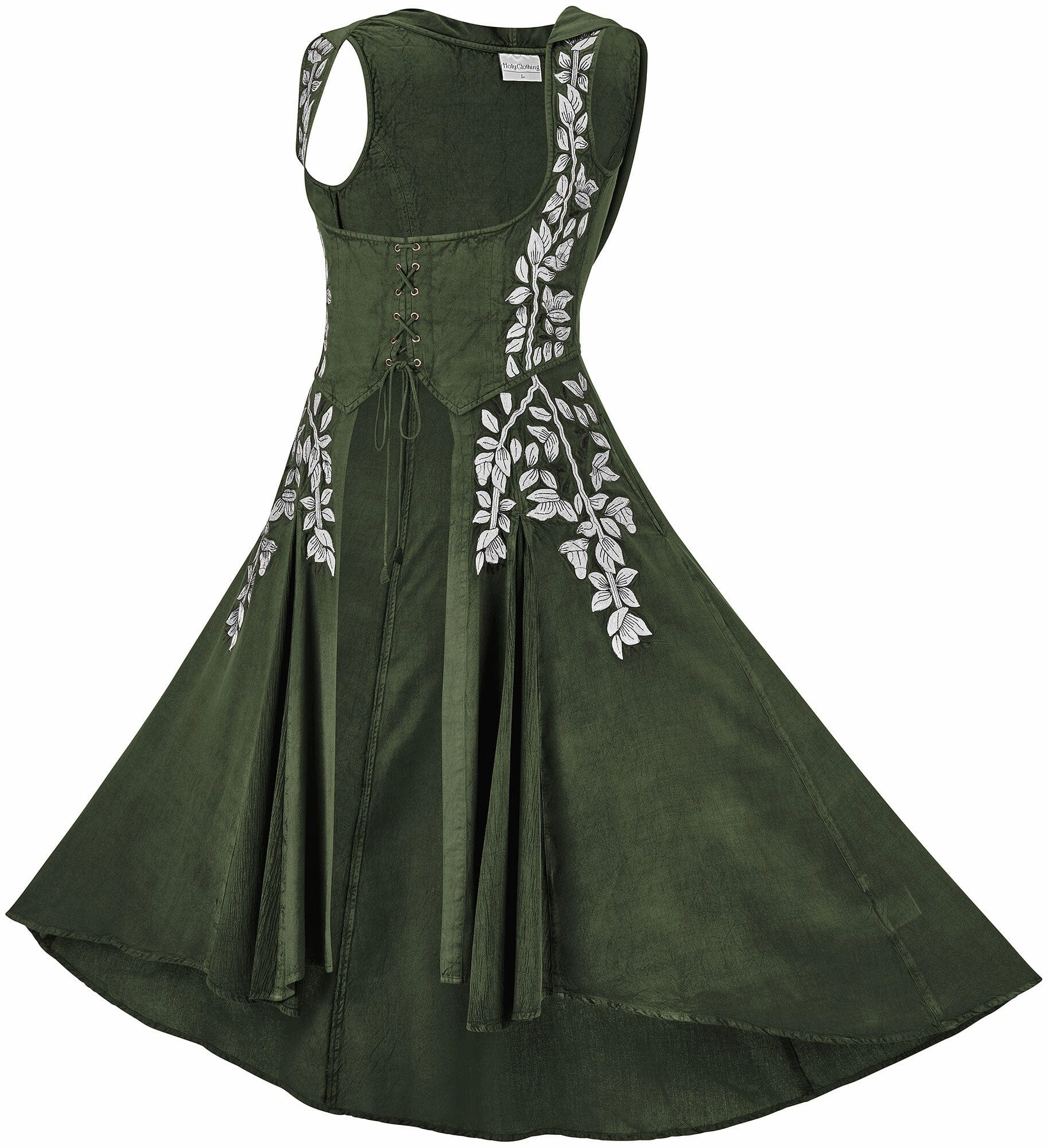 Tauriel Maxi Overdress Limited Edition Moss Green Silver Embroidery Sophisticated Cut Crisp Finish