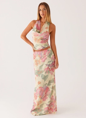 Soulful Low Rise Maxi Skirt - Yellow Peony Weekend Fashion