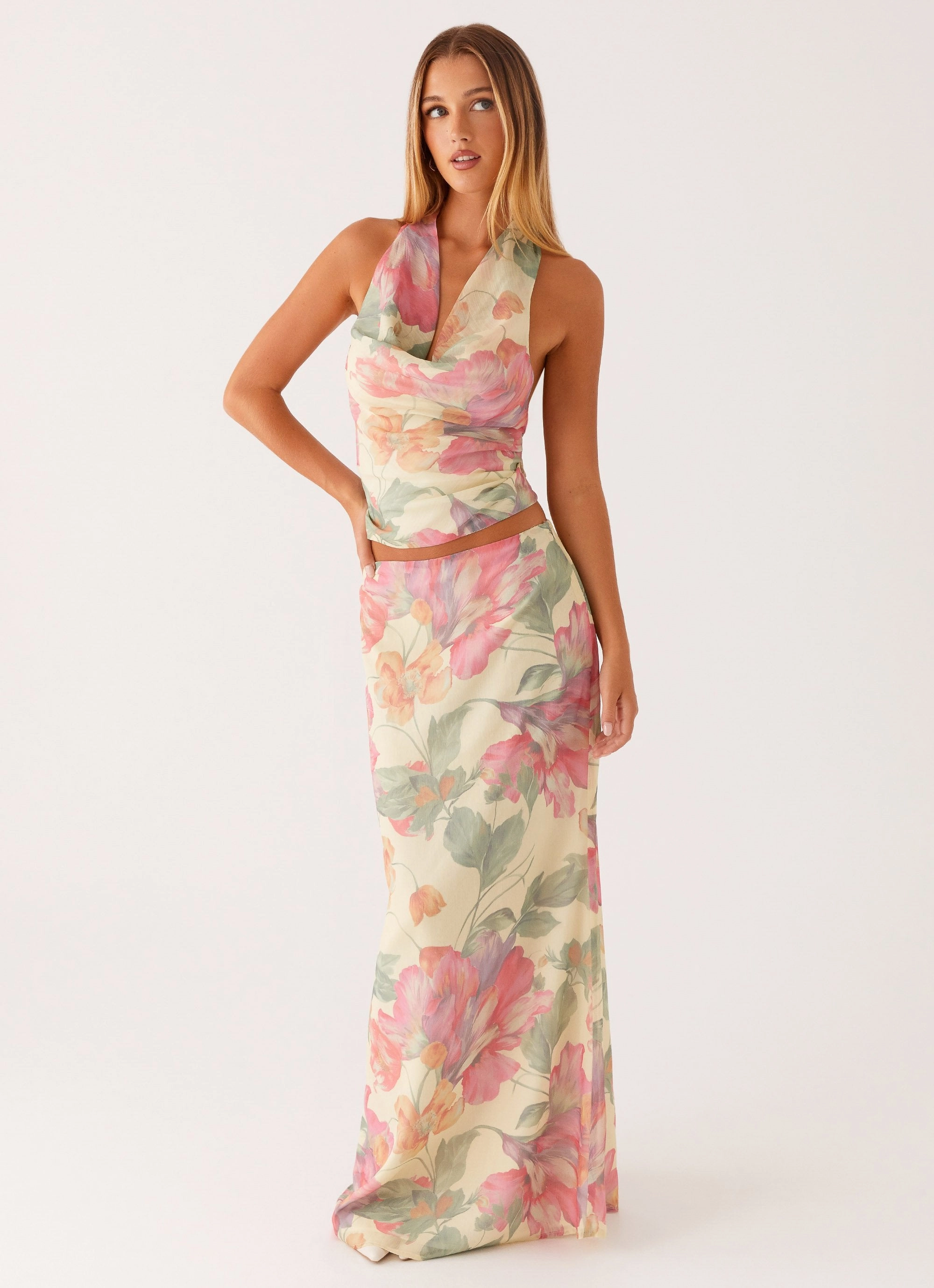 Soulful Low Rise Maxi Skirt - Yellow Peony Weekend Fashion