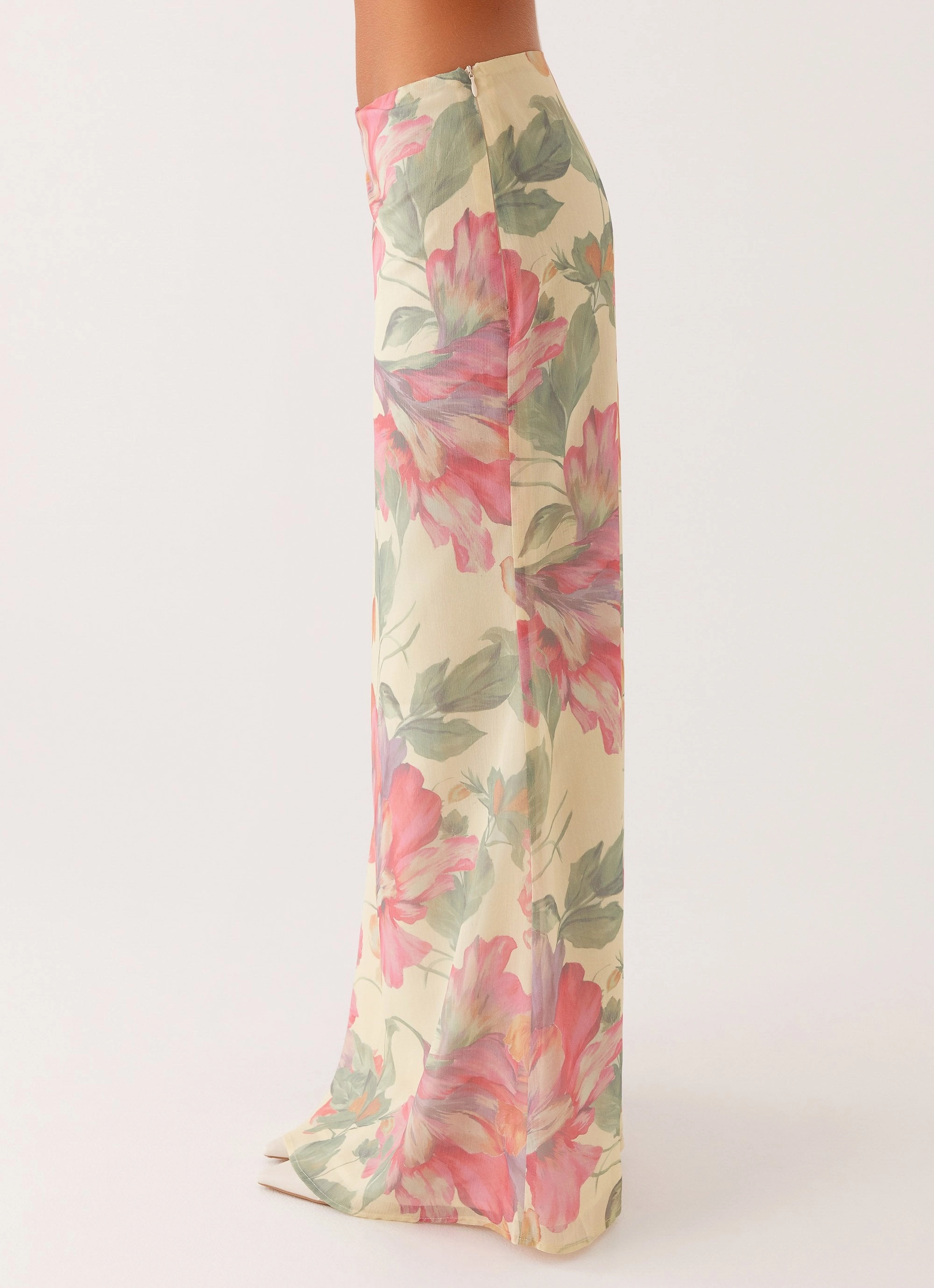 Style Moment Soulful Low Rise Maxi Skirt - Yellow Peony