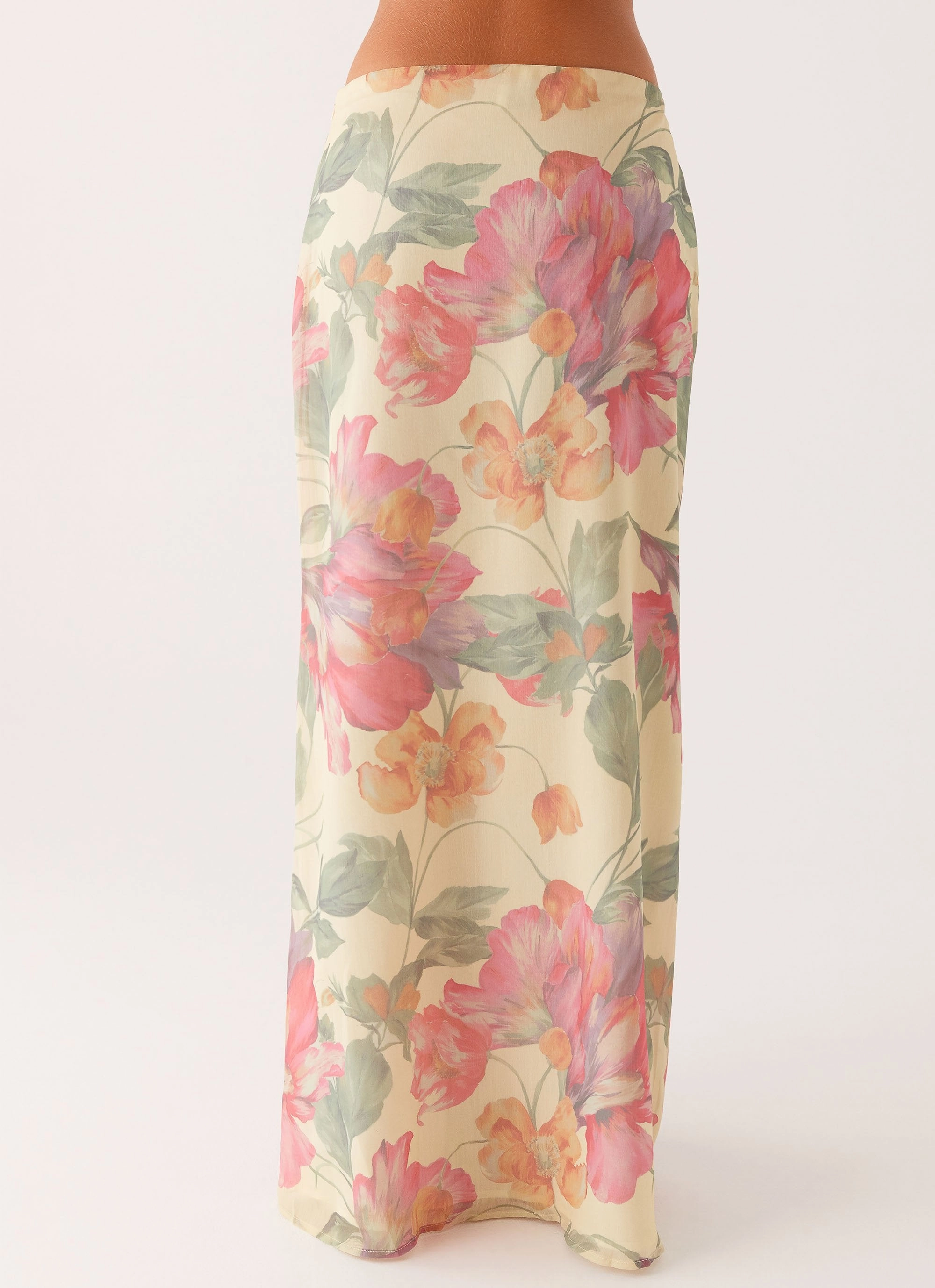Soulful Low Rise Maxi Skirt - Yellow Peony Light Outfit