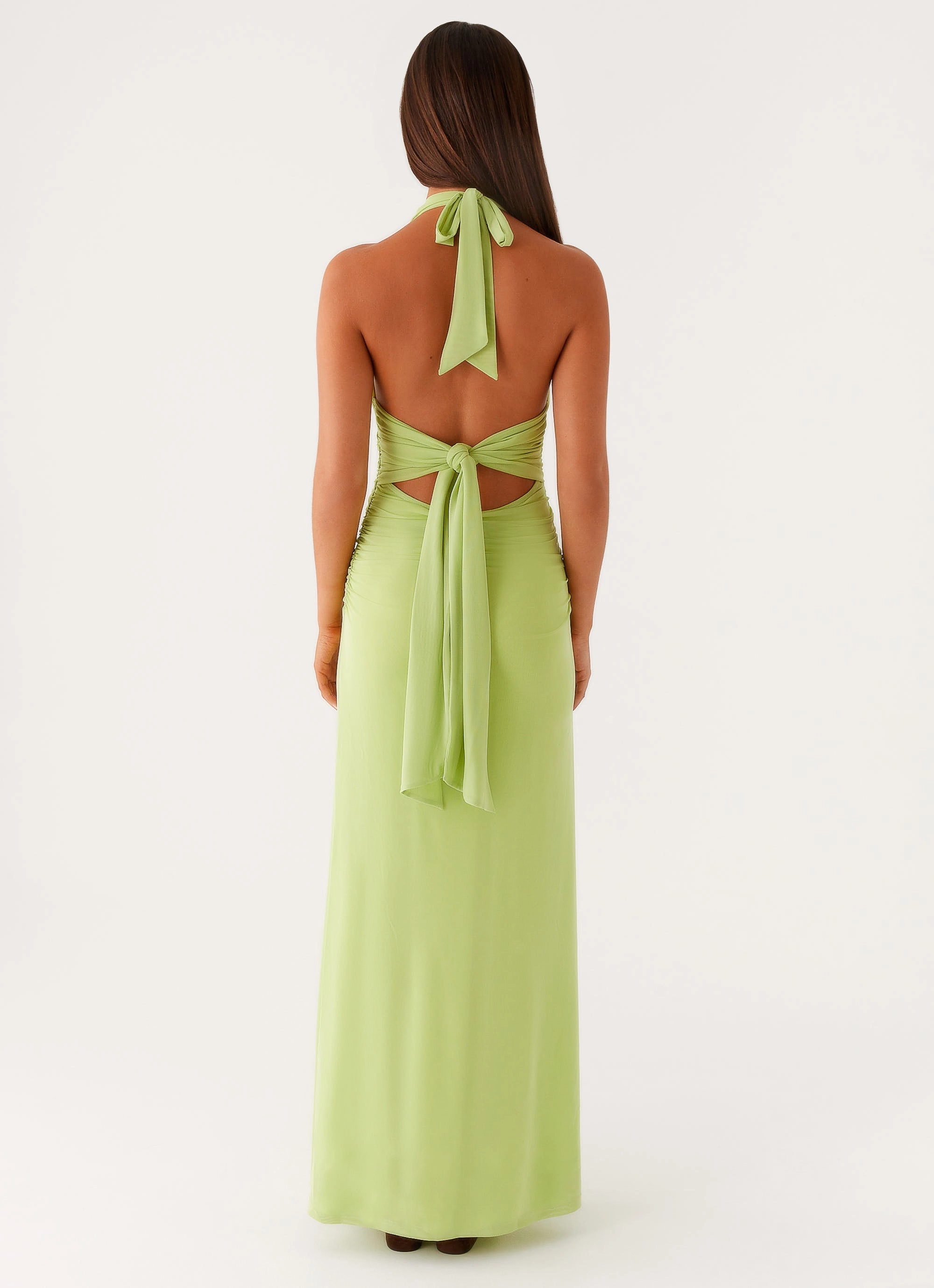 Kerrie Maxi Dress - Lime Timeless Line Shiny surface