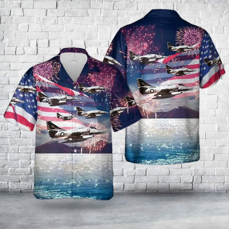US Marine A-4M Skyhawks from Marine Squadron VMA-331, 4th Of July Hawaiian Shirt