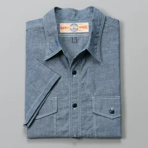 USN SHORT SLEEVE CHAMBRAY SHIRT BLUE