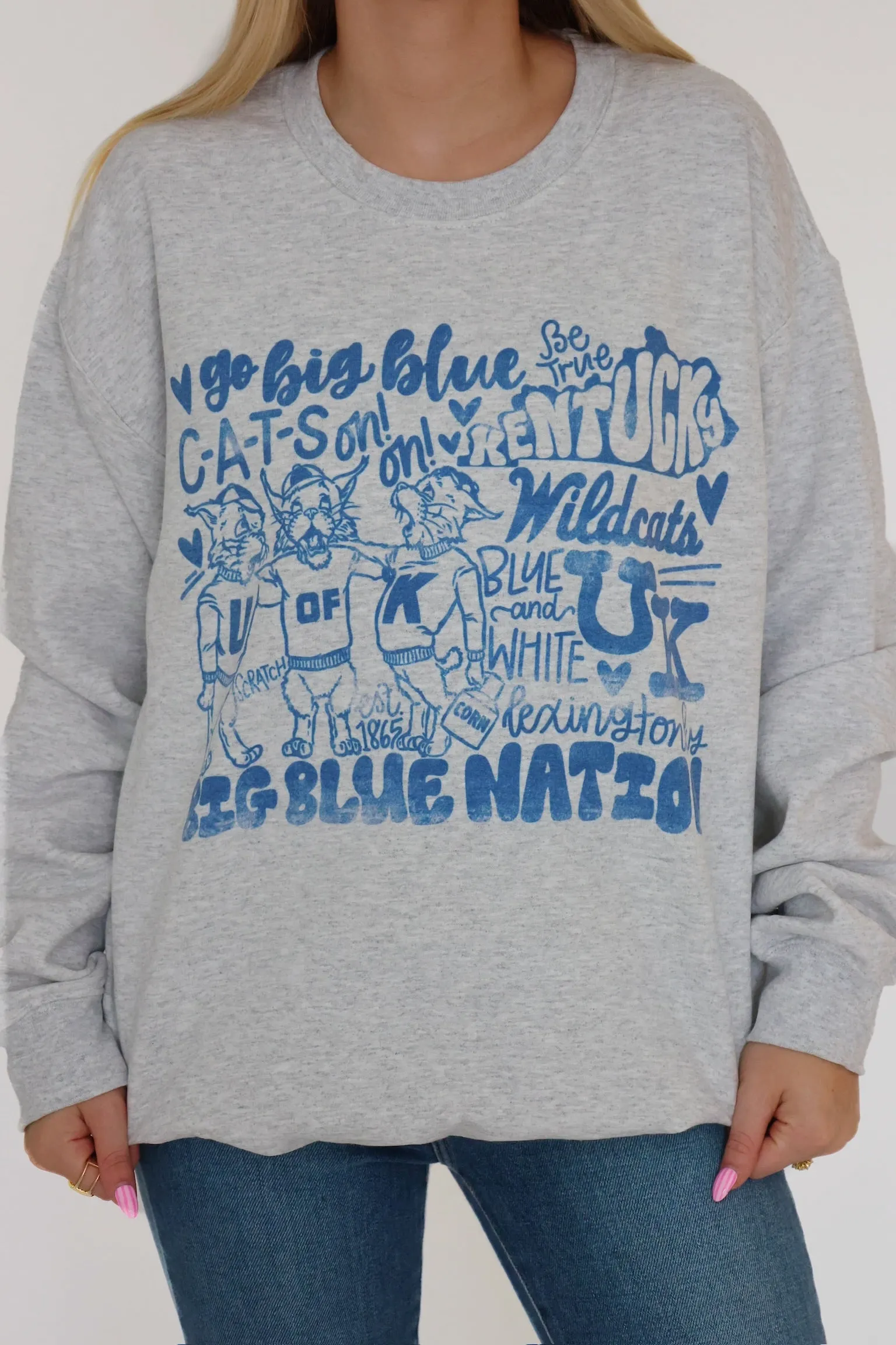 Big Blue Nation Cats Sweatshirt Low Impact Manufacturing Professional Look
