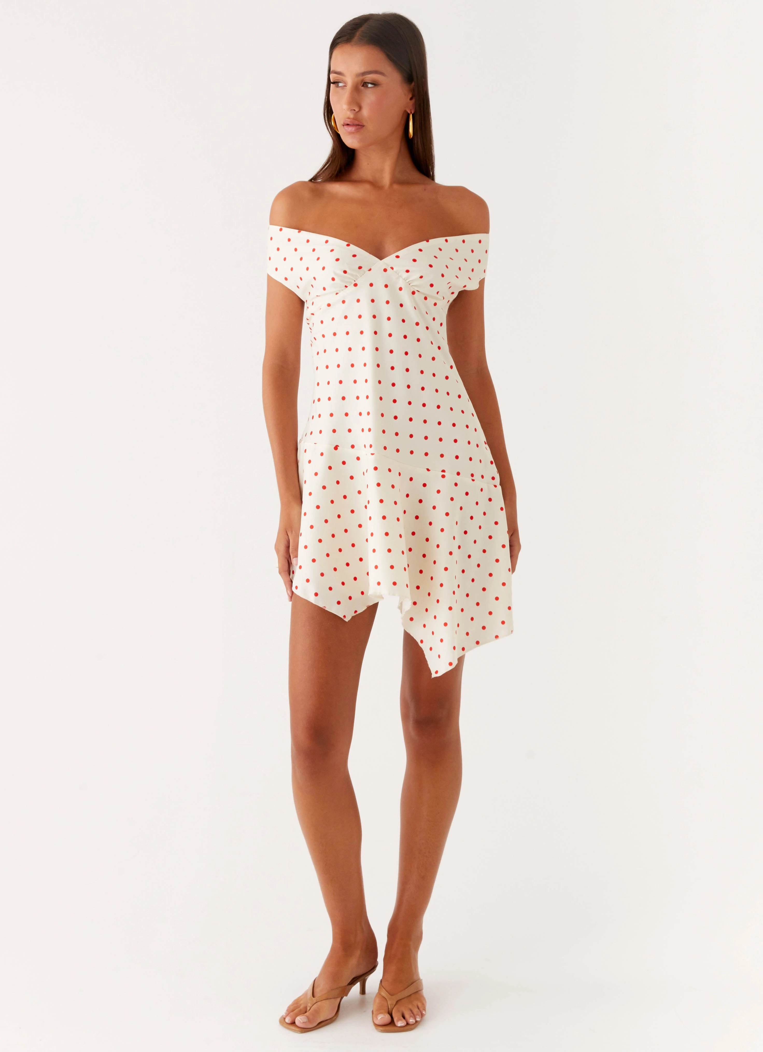 Climate-Adaptive Alma Mini Dress - White Red Polka Dot