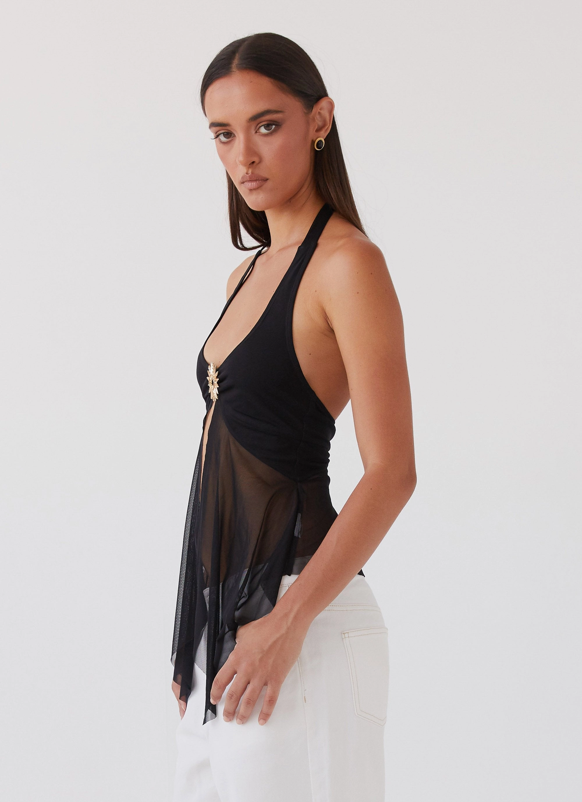 Sunbeam Mesh Top - Black Moisture Wicking Material