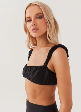 Valencia Villa Bralet Top - Black LatticeKnit FlatlockStitching