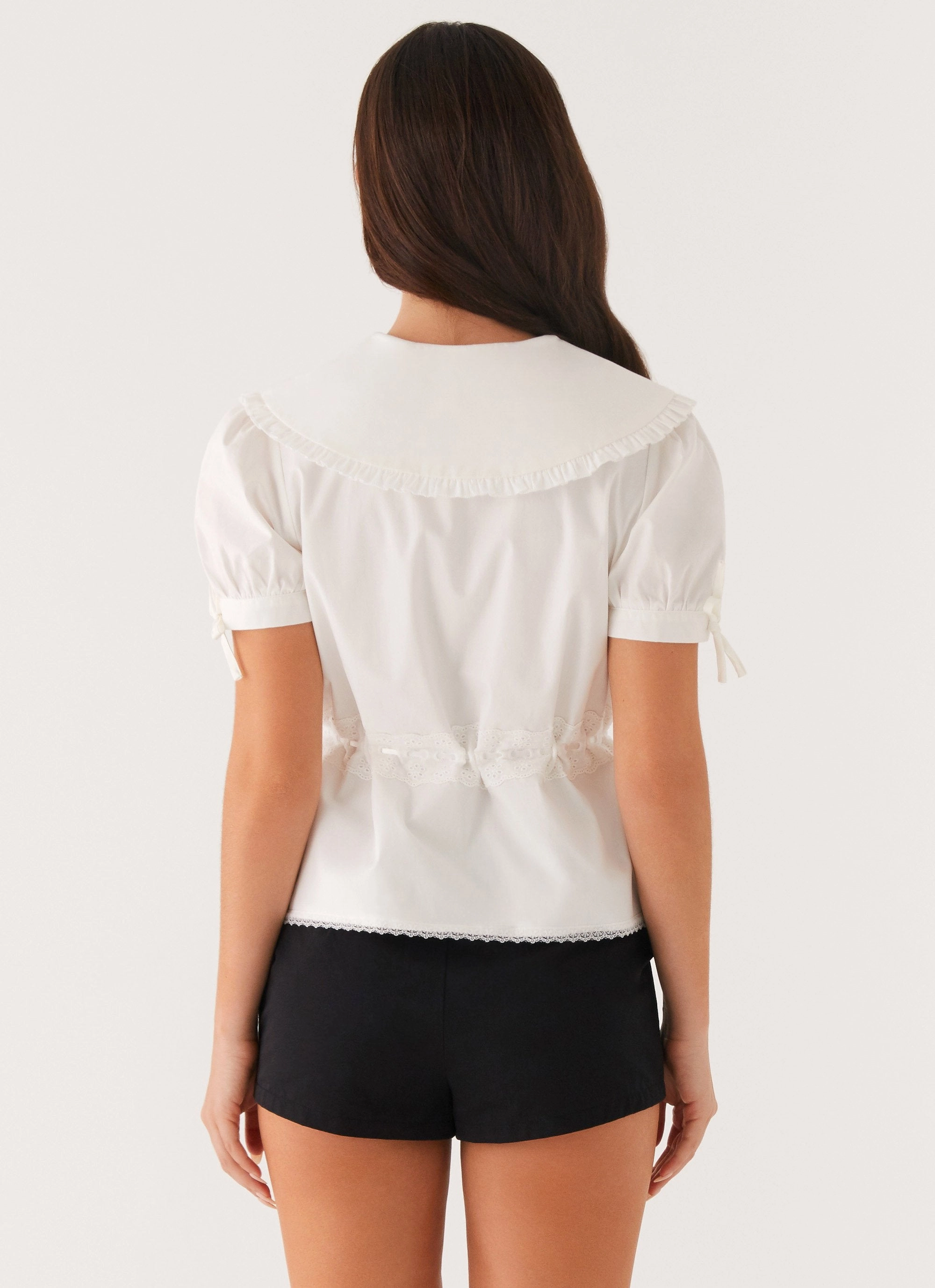 Valerie Blouse - White Soft Cotton Blend Easy Care Fabric