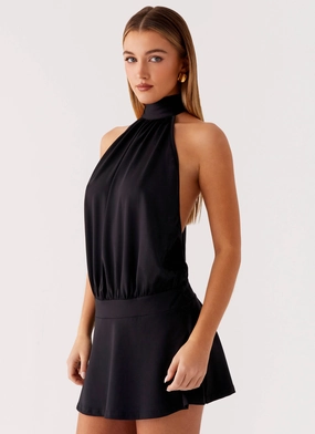 Valor Mini Dress - Black Delicate Mood Soft Texture