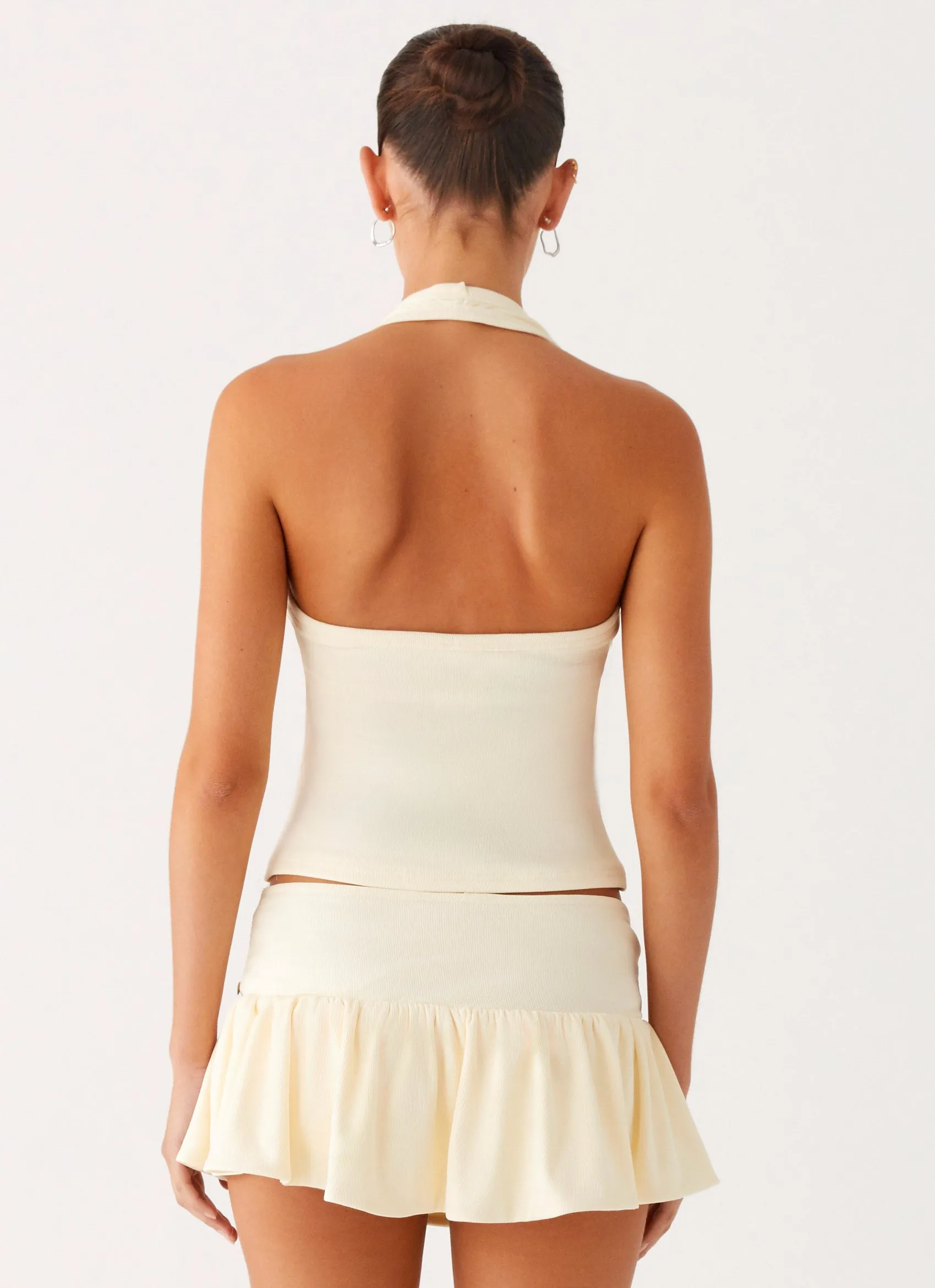 Vegas Nights Halter Neck Top - Yellow AntiPillingFinish