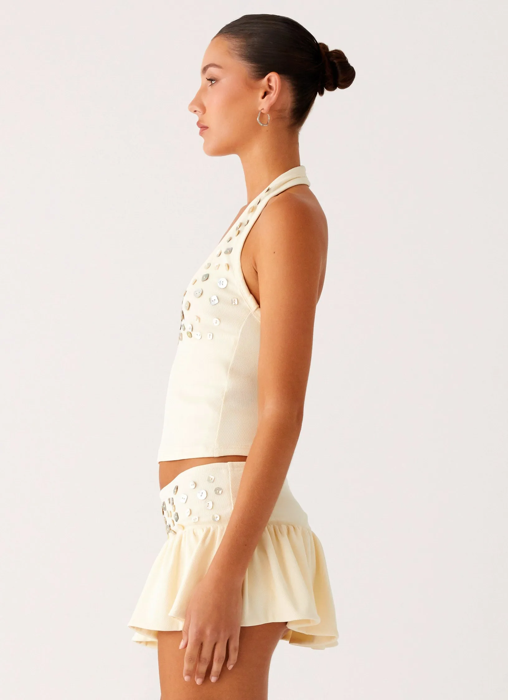 Vegas Nights Halter Neck Top - Yellow NonRestrictive Armholes