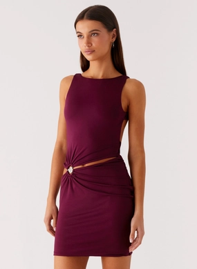 Velvet Wine Mini Dress - Boysenberry Casual Days Flowing Fit