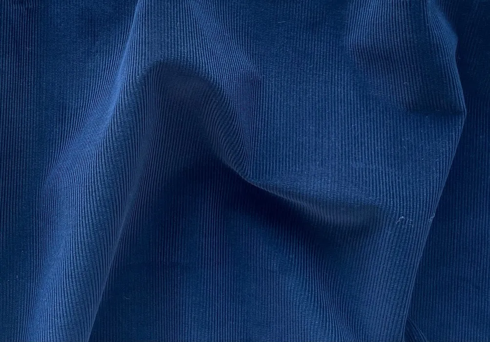 Velvety Indigo Ink Pinwale Corded Cotton Corduroy (Made in Italy)