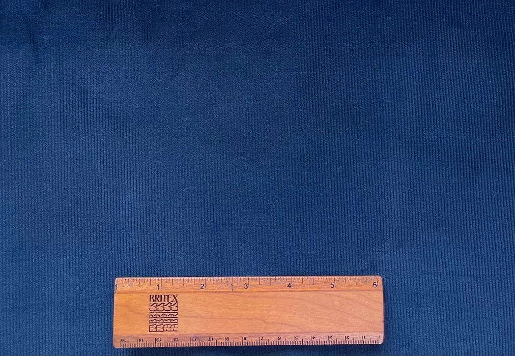 Velvety Indigo Ink Pinwale Corded Cotton Corduroy (Made in Italy)