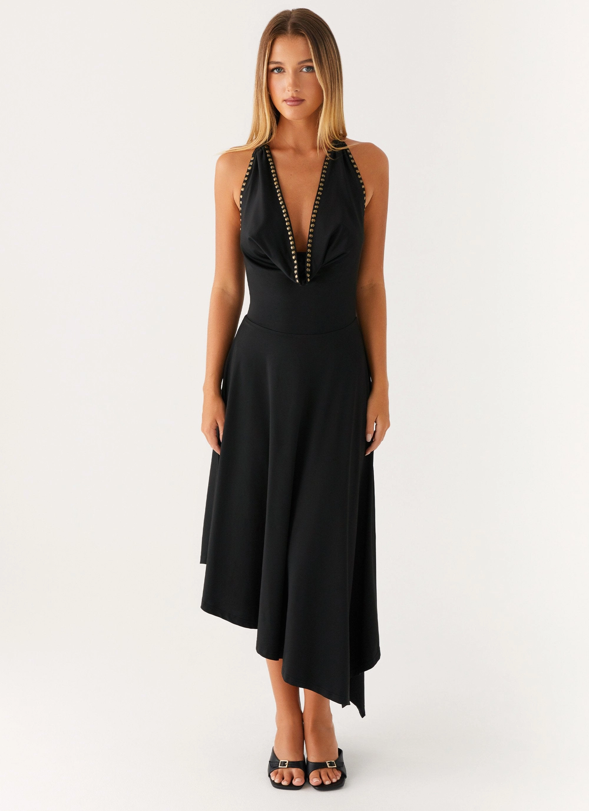 Vena Beaded Midi Dress - Black All-Purpose Comfort