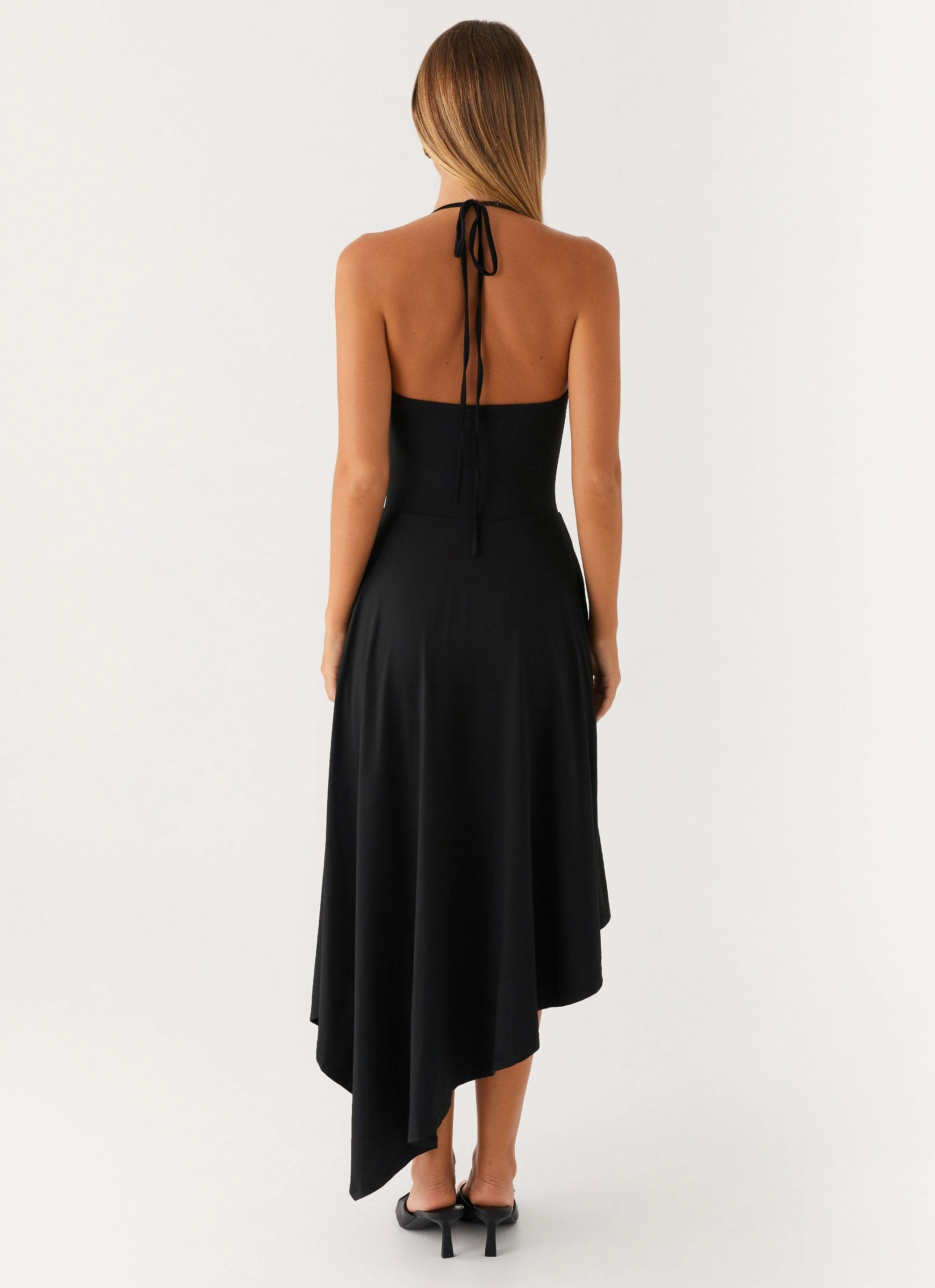 Vena Beaded Midi Dress - Black Sleek Flex