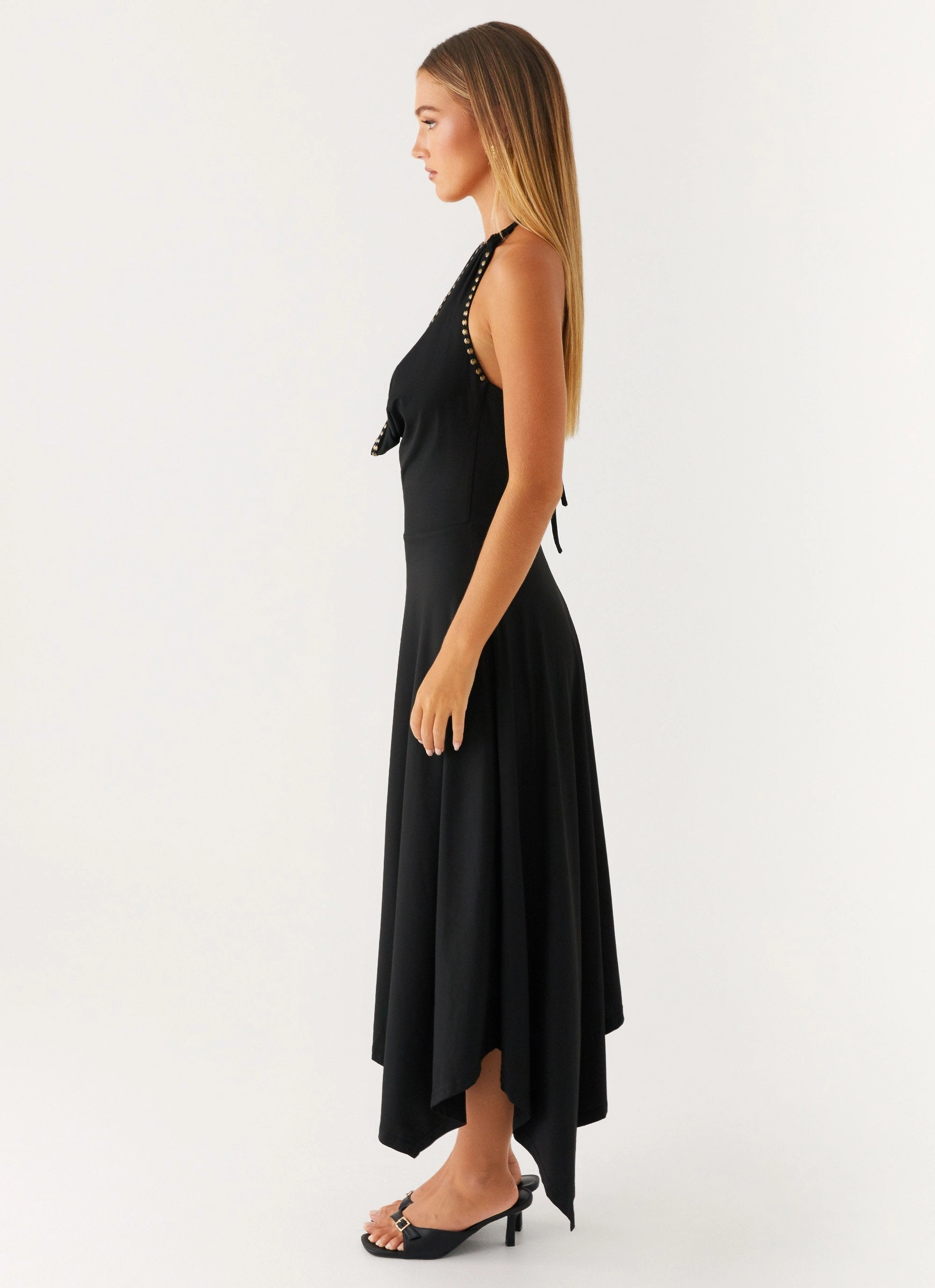 Relax Motion Bright Colors Vena Beaded Midi Dress - Black