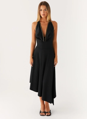 Vena Beaded Midi Dress - Black All-Purpose Comfort