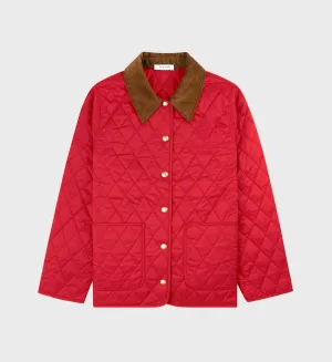 Vendome Quilted Jacket - Ruby/Light Tan