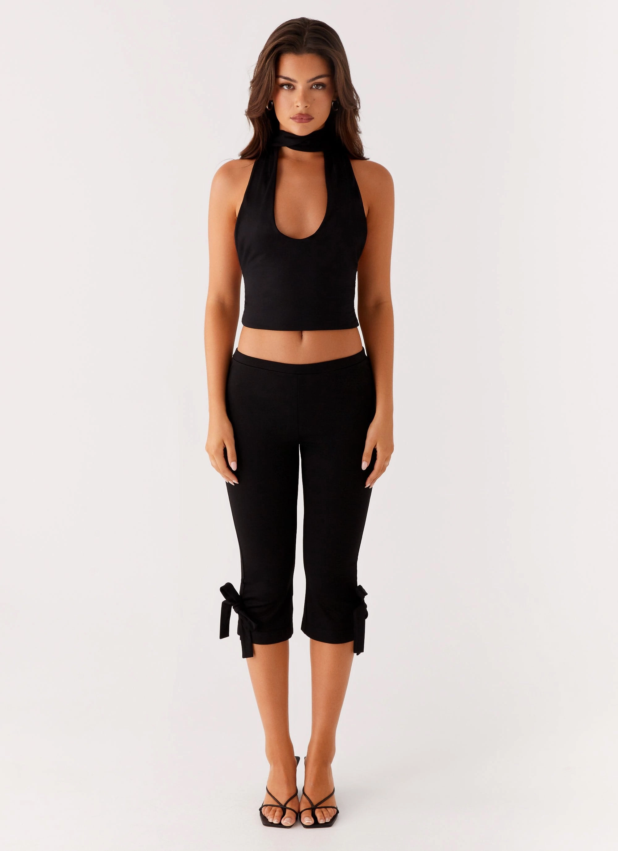 Basic Style Takeover Capri Pants - Black