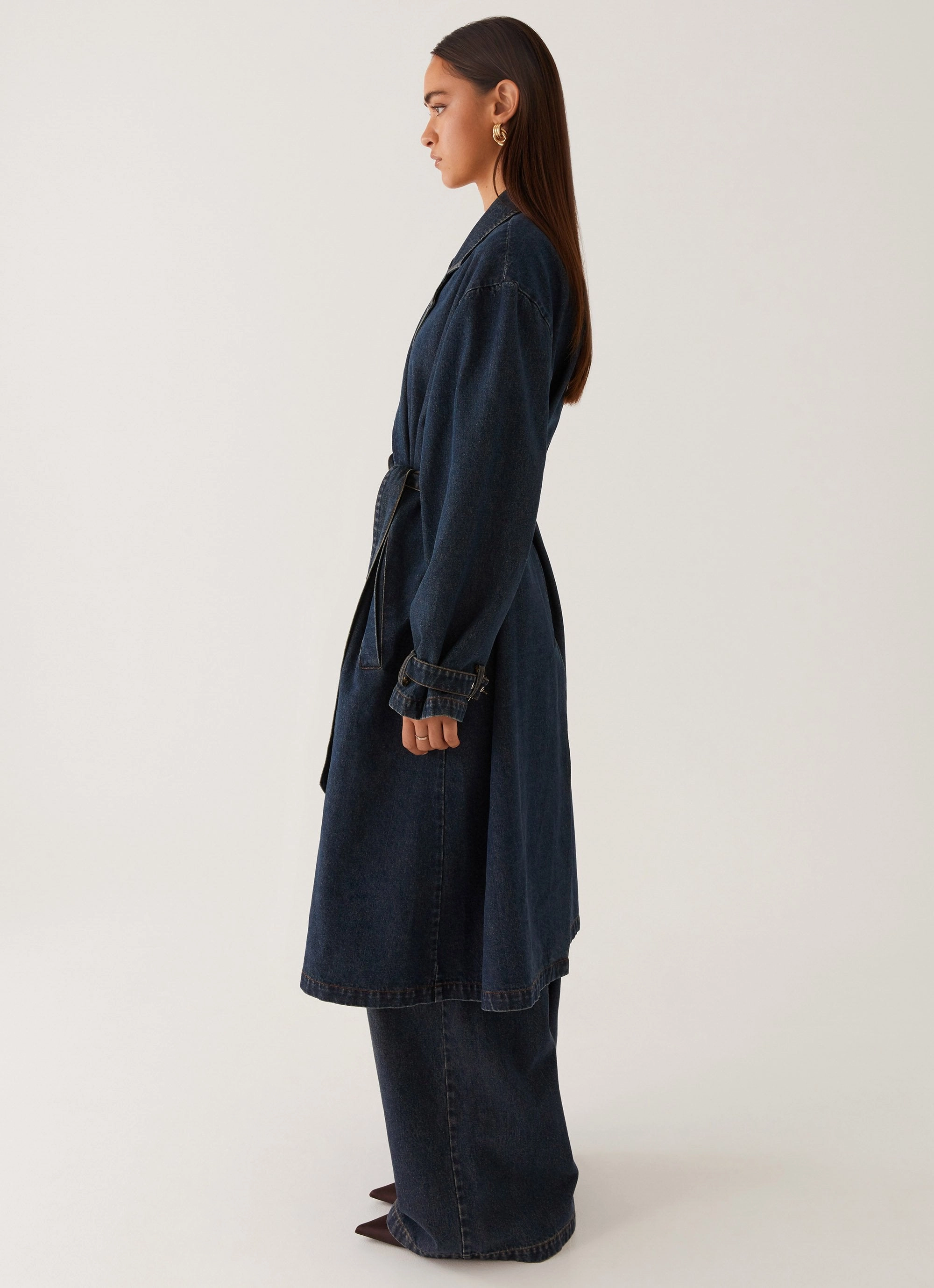 Comfortable lining Magnetic Closures Yosemite Oversized Trench Coat - Blue
