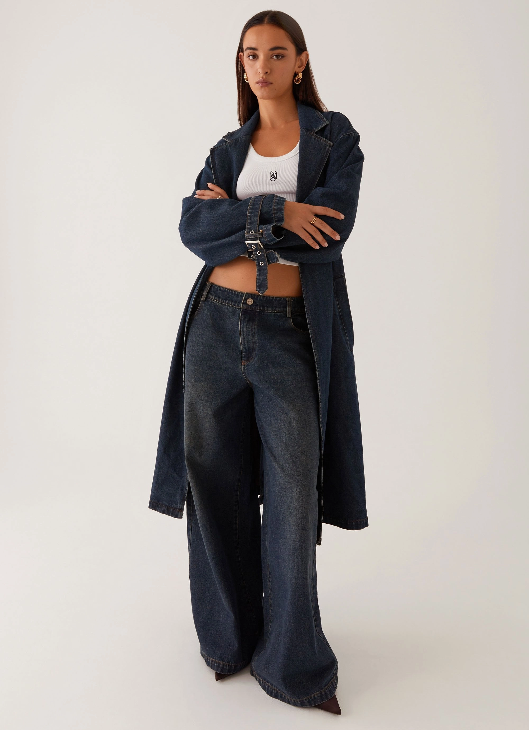 Yosemite Oversized Trench Coat - Blue Reinforced Hems
