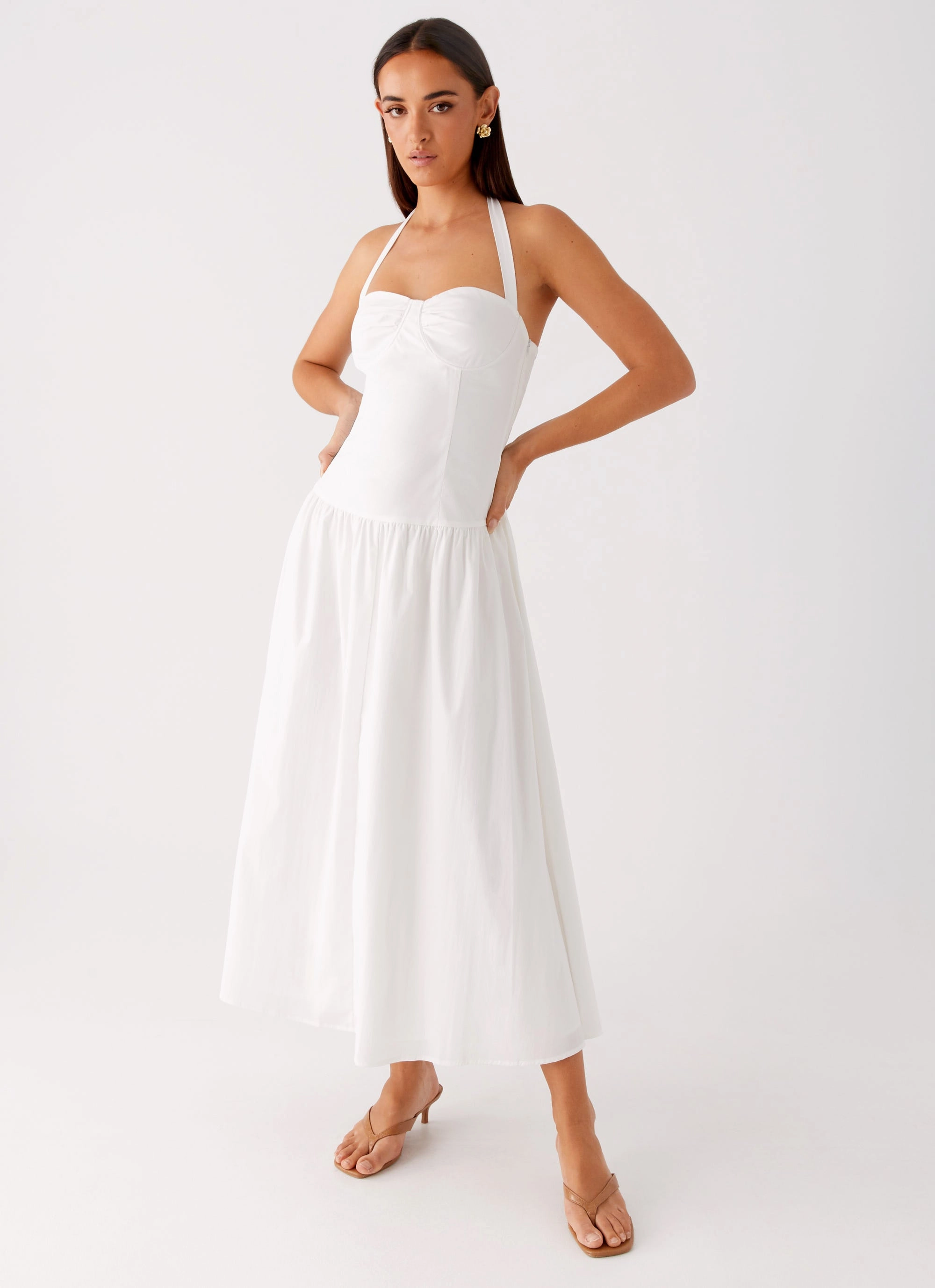 Vento Midi Dress - White Relaxed-fit gown