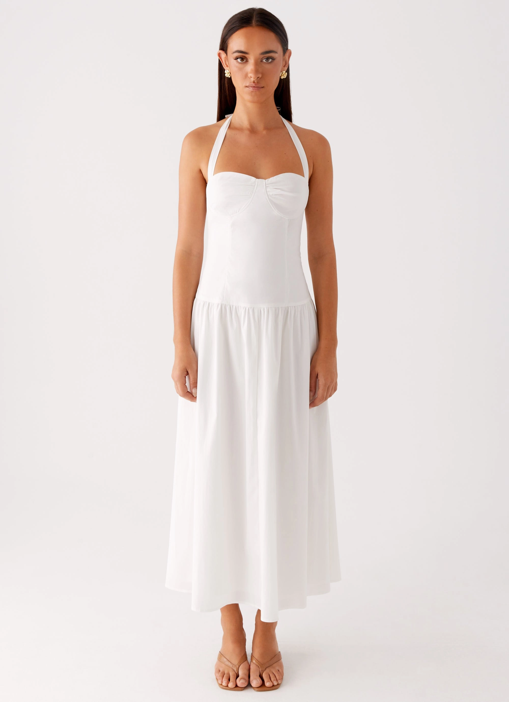 Vento Midi Dress - White Solid-color Spring Mood