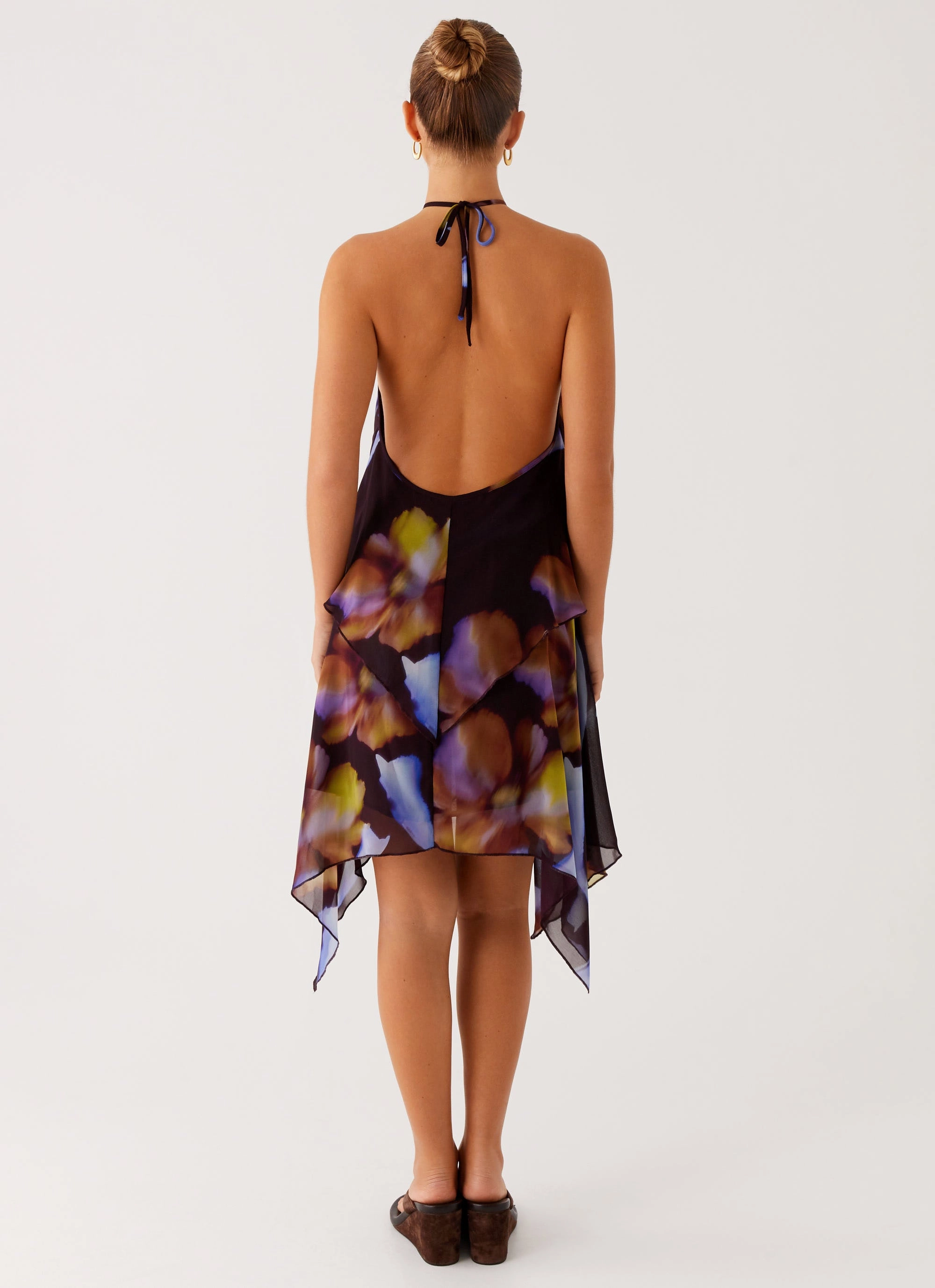 Verbena Midi Dress - Dark Floral Casual Vibes Layered Fabric