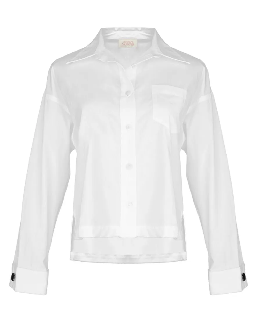 MASON'S DAUGHTER the French Cuff Boyfriend Shirt, White Poplin Abrasion resistant