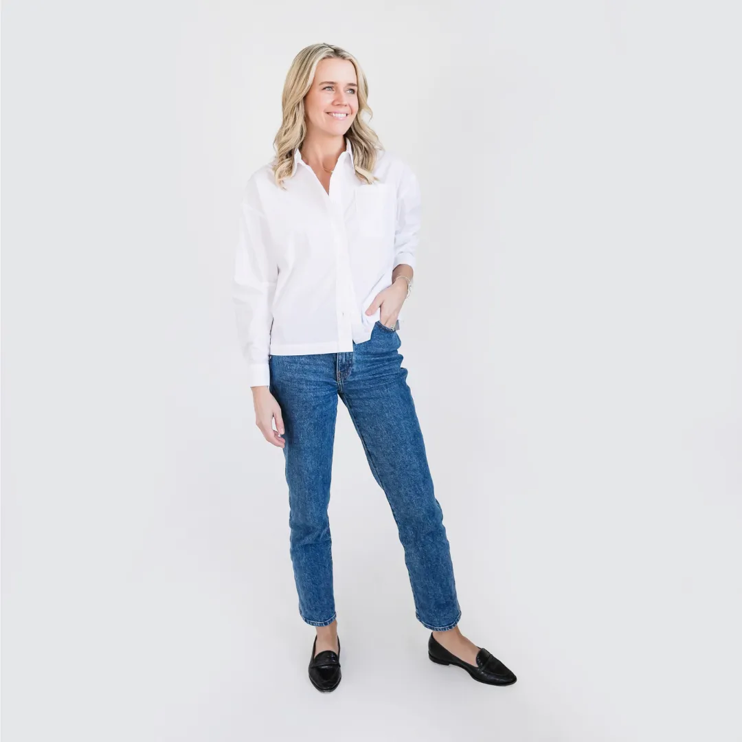 Relaxed Comfort Fit Travel Fit MASON'S DAUGHTER the French Cuff Boyfriend Shirt, White Poplin