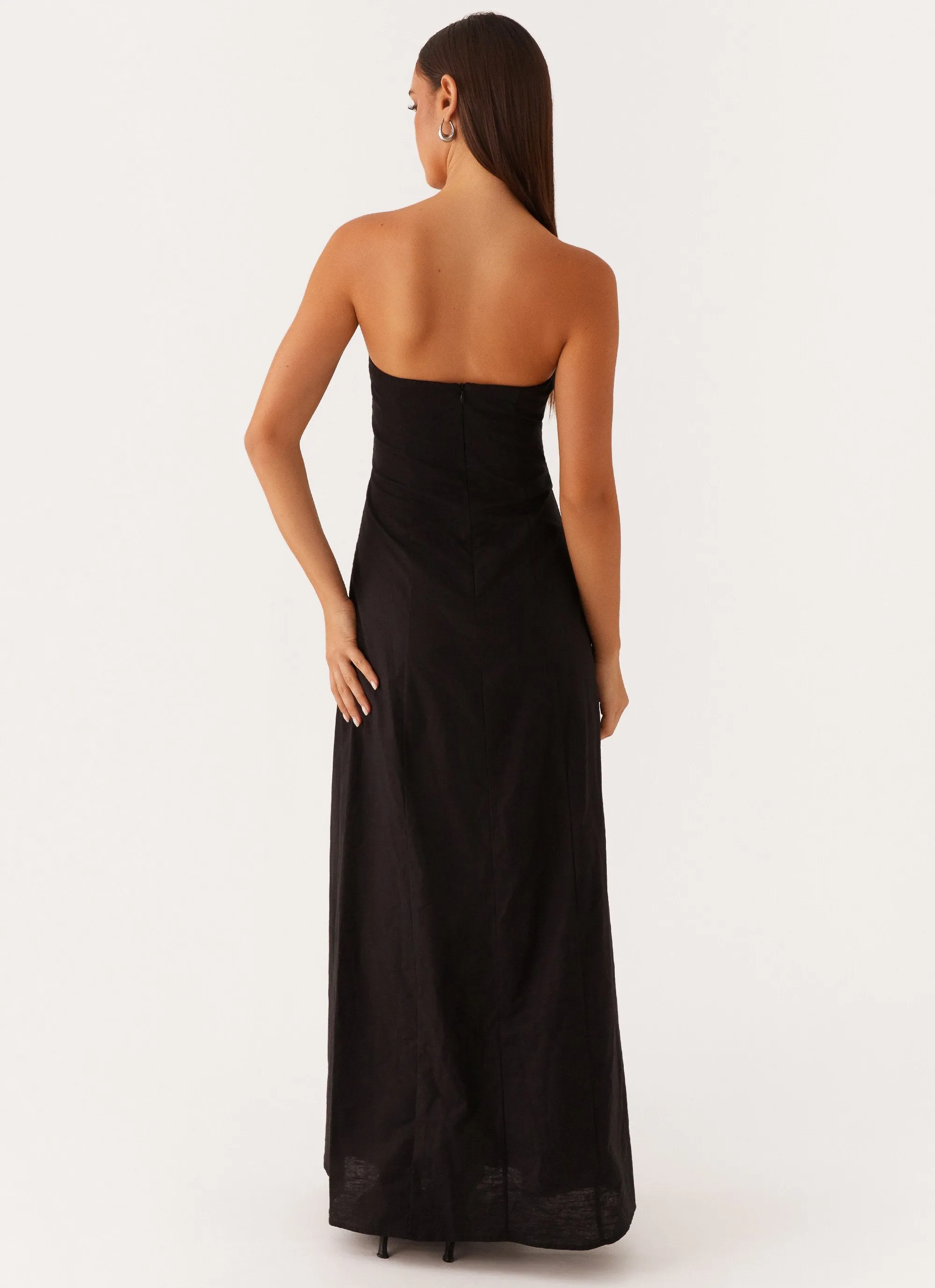 Refined Line Tayla Linen Maxi Dress - Black