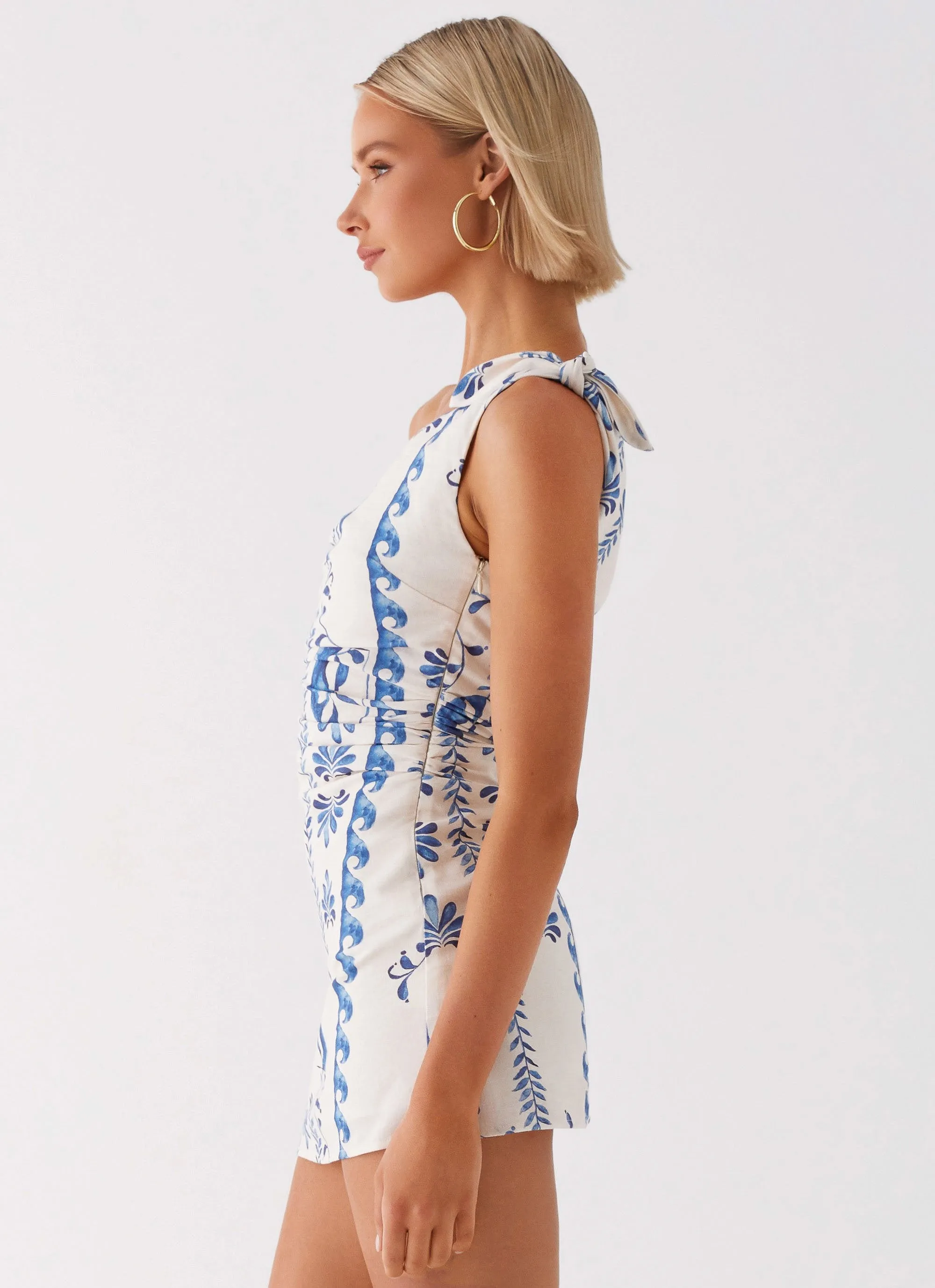 Weekend Favorite Urban Touch Amazonia Linen Mini Dress - Floral Wave