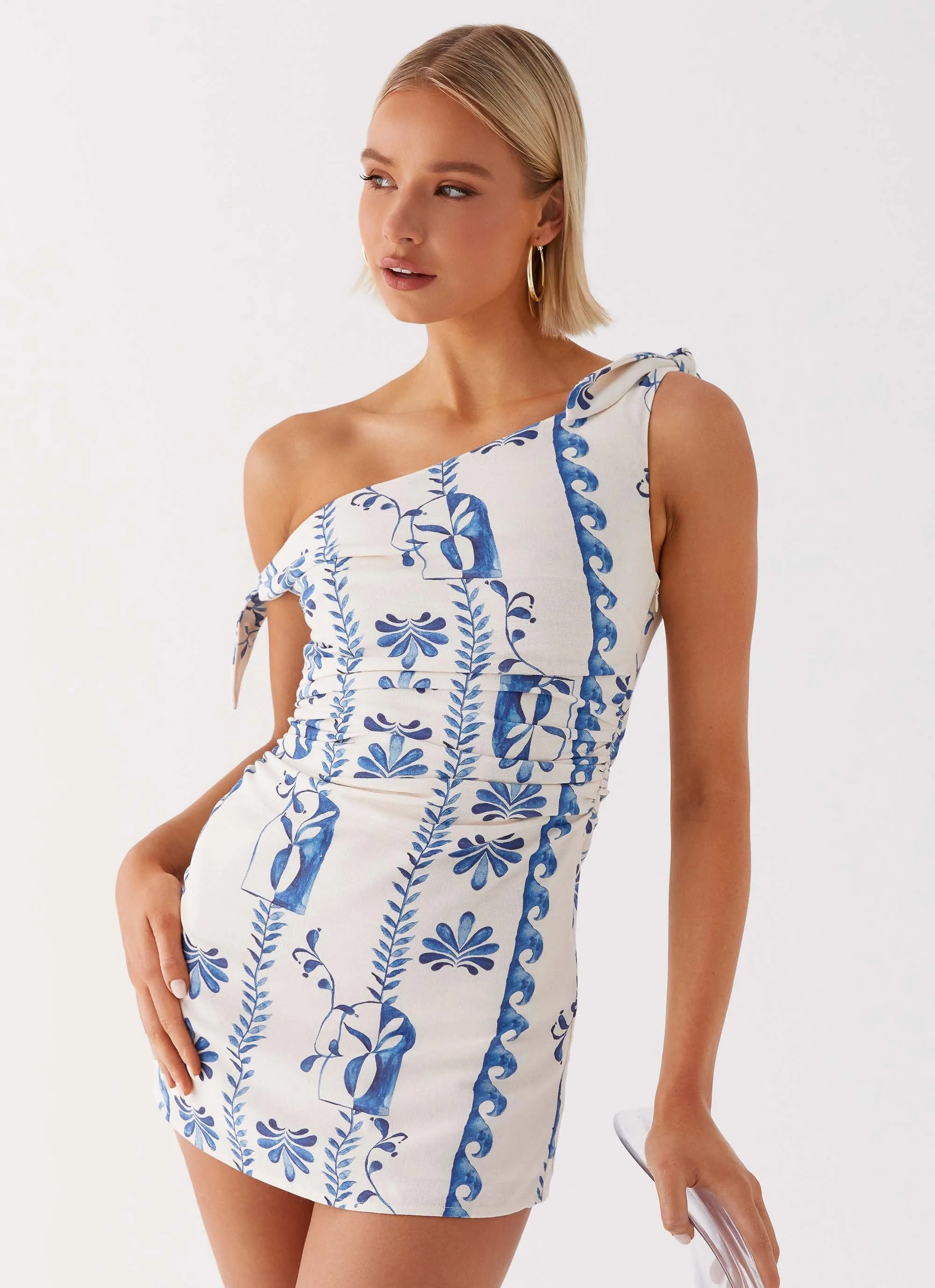 Amazonia Linen Mini Dress - Floral Wave Influencer-Approved Silky-Lining