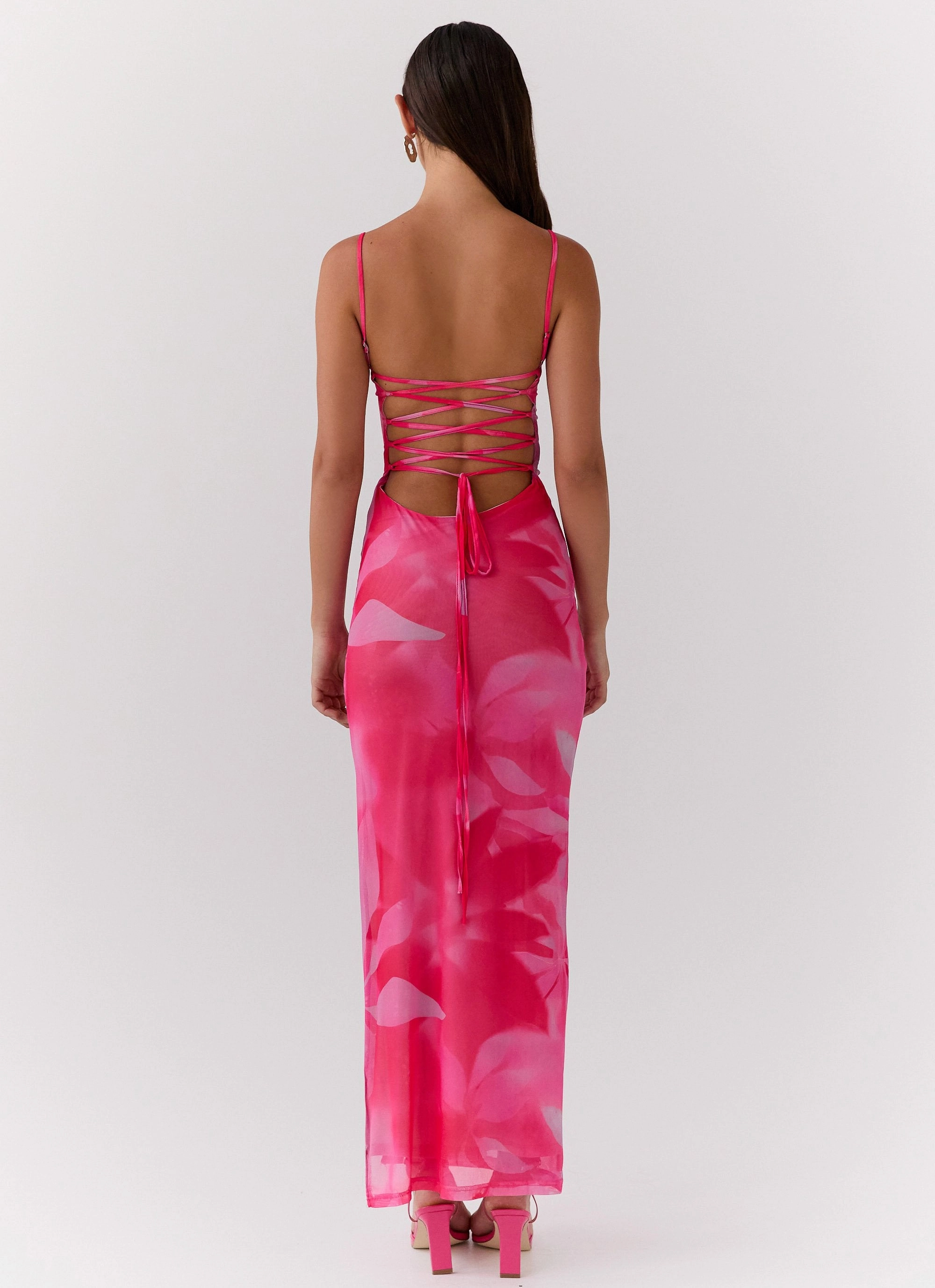 Comfortable Design Wear Life In Pink Maxi Dress - Abstract Bloom